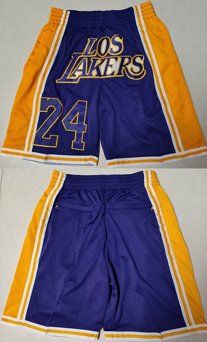 Men's Los Angeles Lakers Purple Gold Shorts (Run Small)